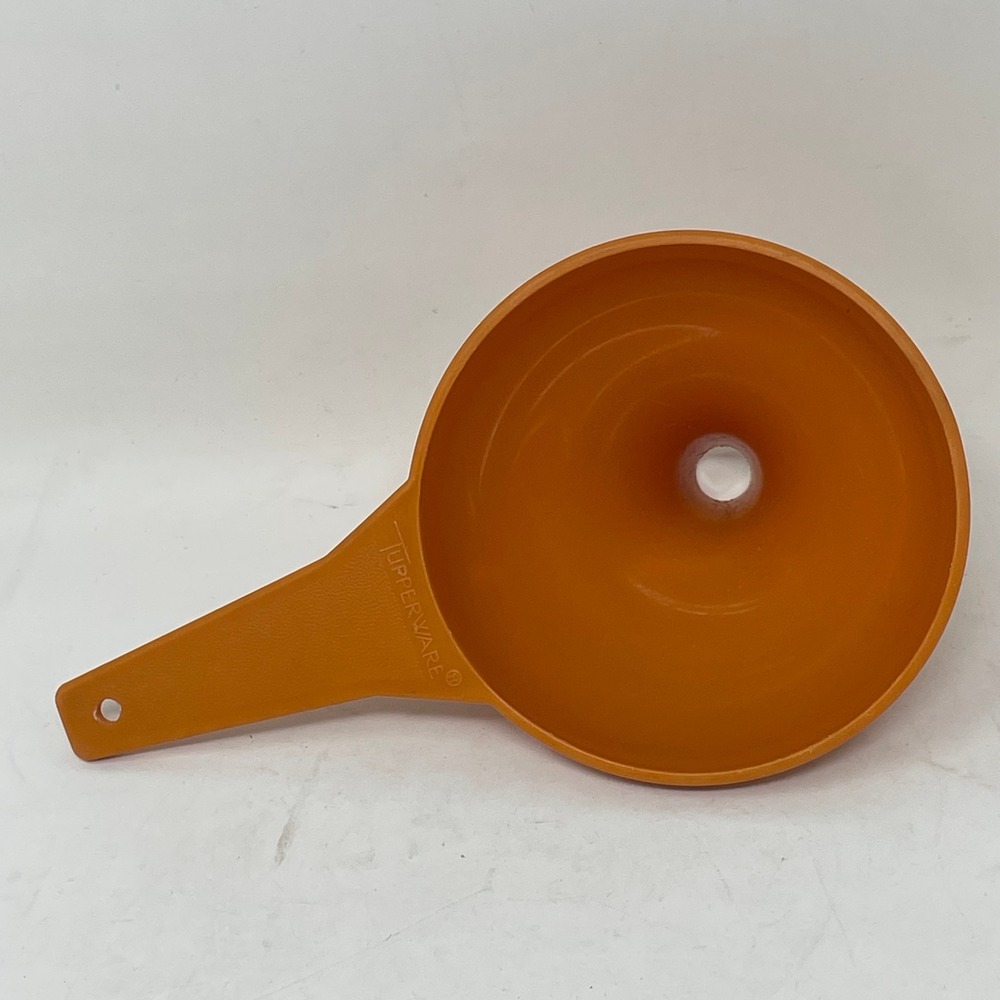 Vintage Tupperware Funnel Orange Plastic Kitchen Tool 717-10 Harvest Gold Retro